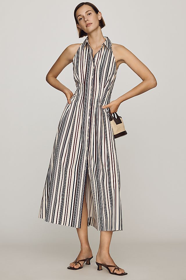 sleeveless shirt dress The Shirtdress w/ Tie Waist Cream Tencel / XS detached look Tobie Sleeveless Shirtdress by Exquise