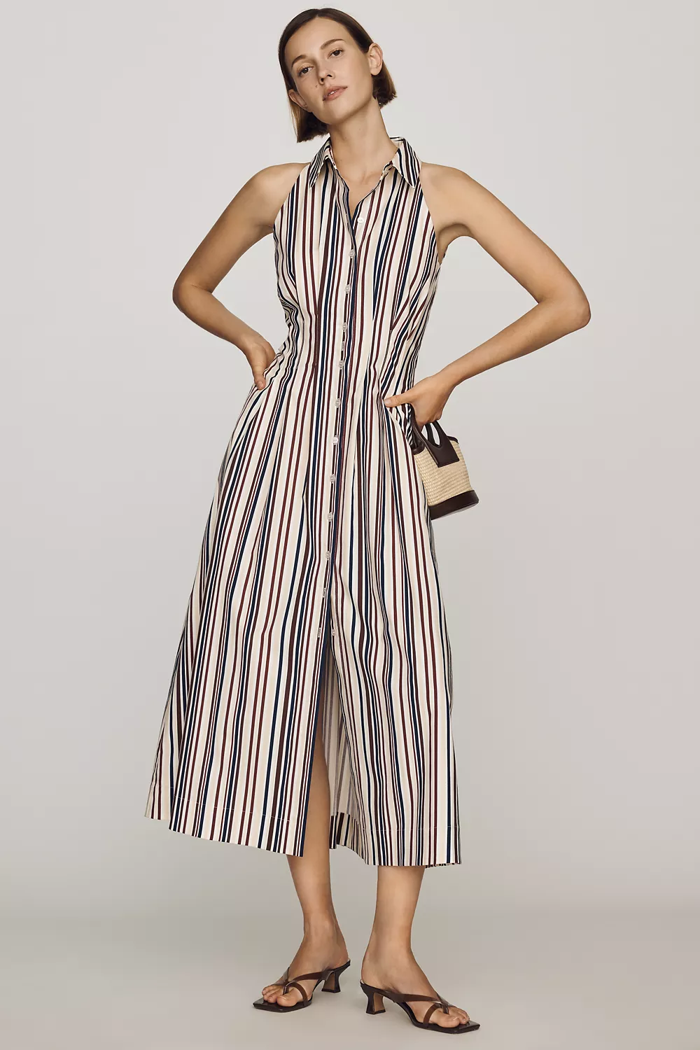 Tobie Sleeveless Shirt Dress by Exquise