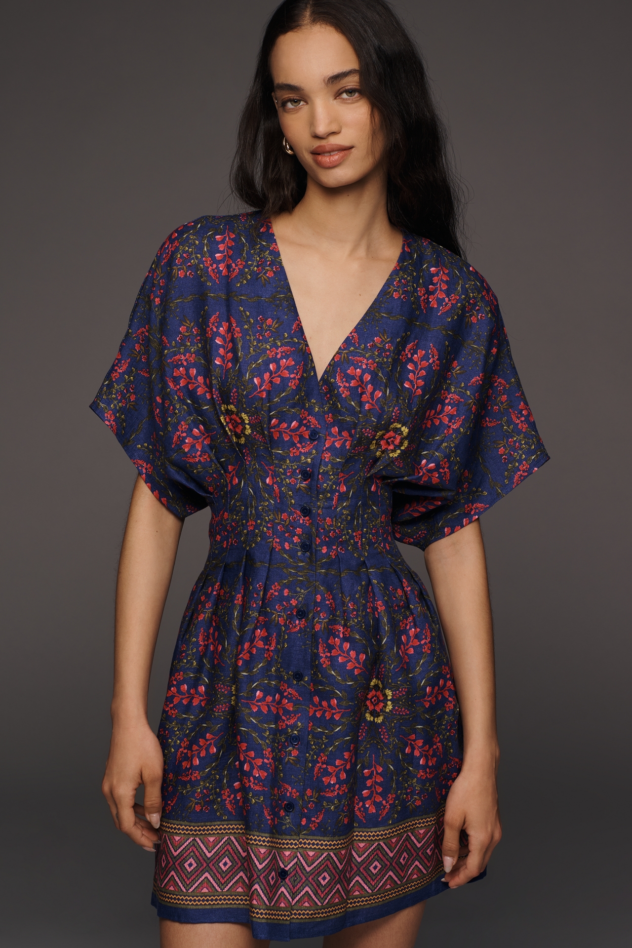 The Tobie Linen Mini Shirt Dress by Exquise