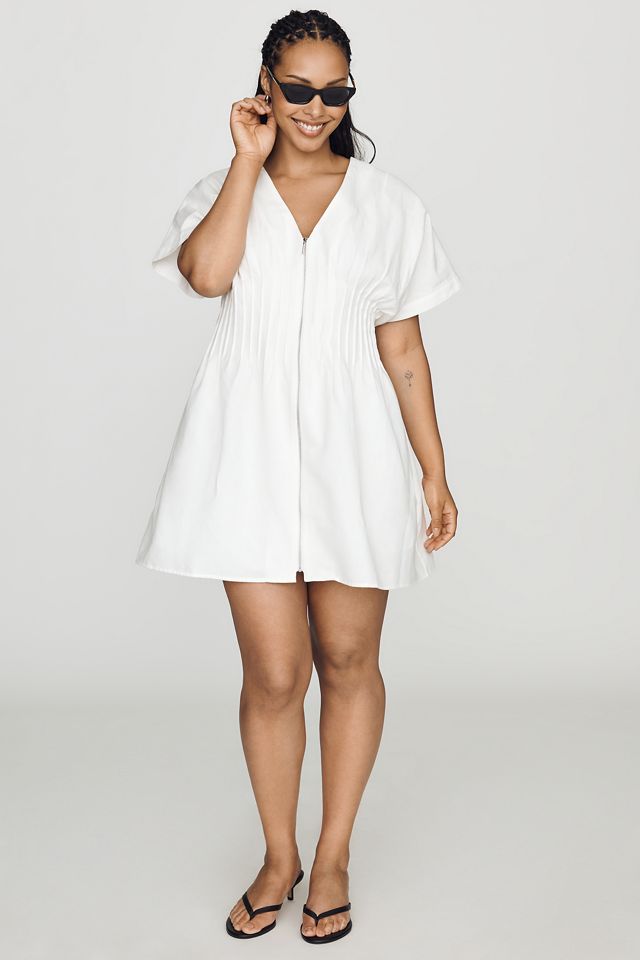 Tobie Pleated Mini Dress by Exquise in White, Size: Large at Anthropologie