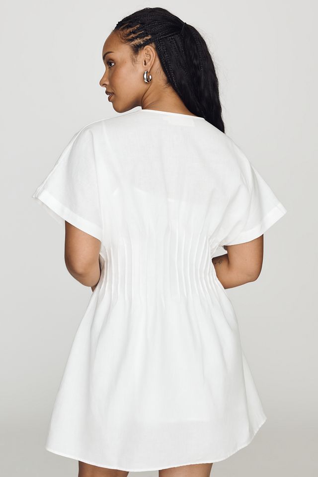 Tobie Pleated Mini Dress by Exquise in White, Size: Large at Anthropologie