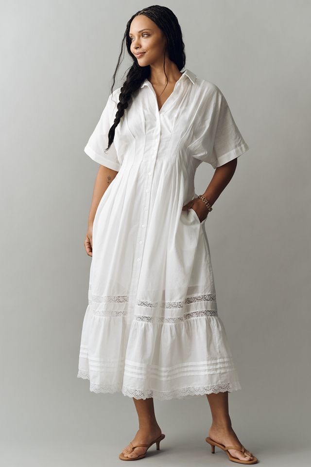 Exquise Tobie Short-Sleeve Collared Midi Dress | Anthropologie