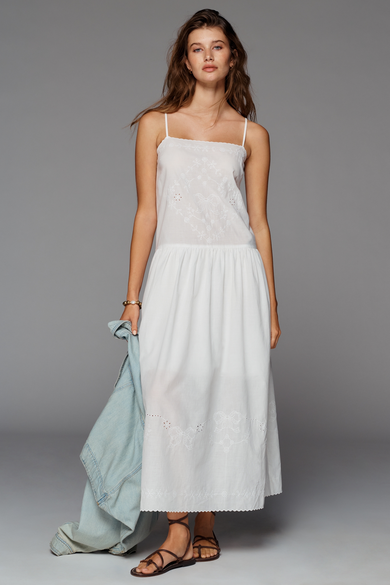 Exquise Cotton Drop Waist Midi Dress