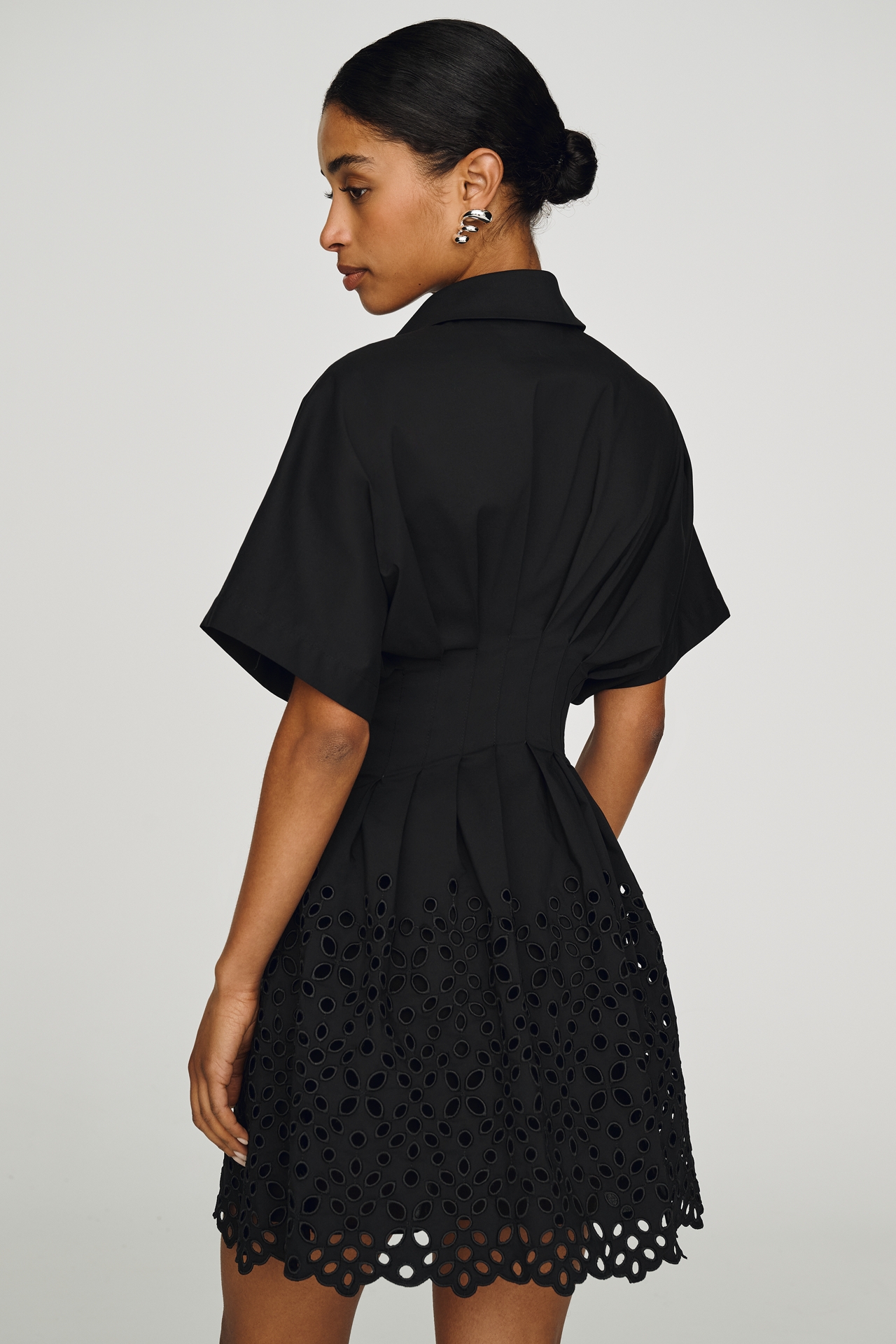 Tobie Eyelet Mini Shirt Dress by Exquise