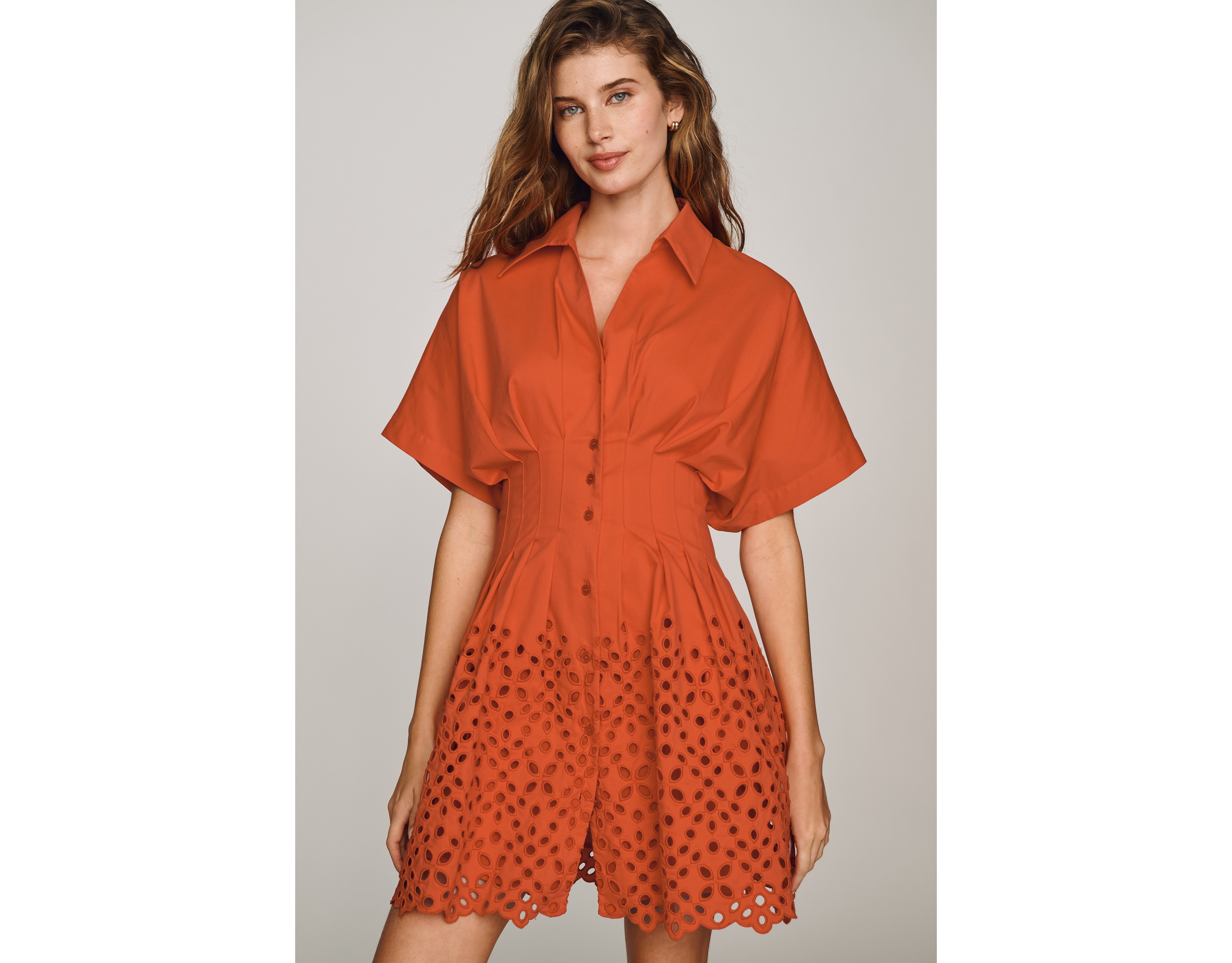 Tobie Eyelet Mini Shirtdress by Exquise