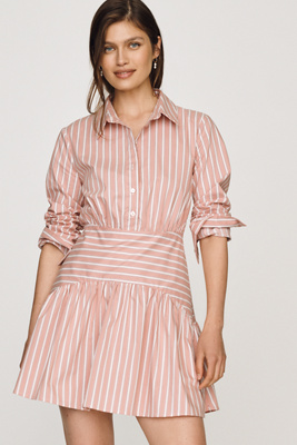 Drop-Waist Mini Shirt Dress by Exquise