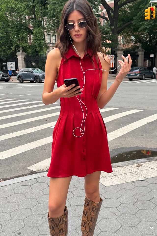 Exquise Tobie Faux-Suede Pintuck Mini Dress #5