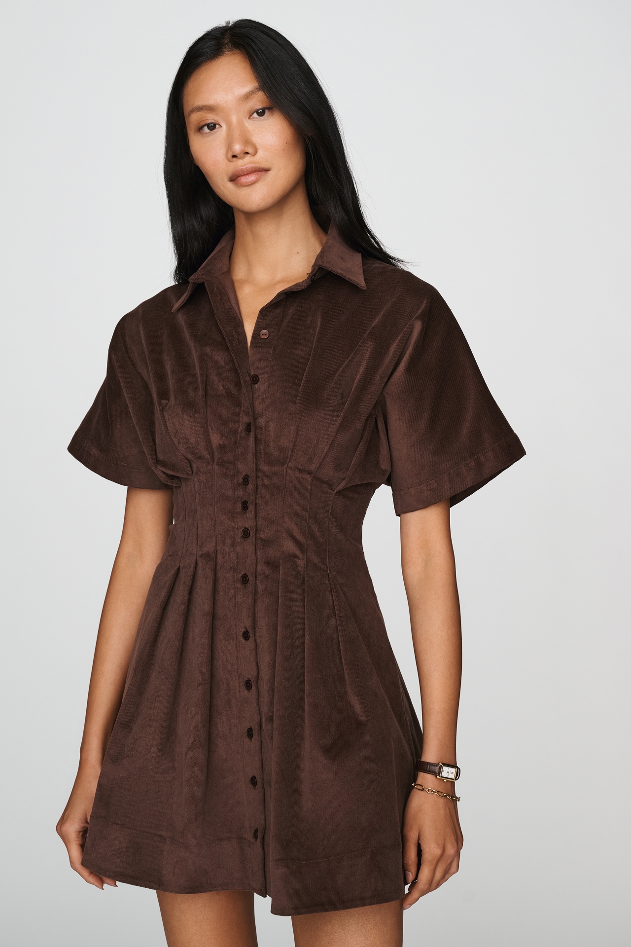 Exquise Tobie Corduroy Mini Shirtdress