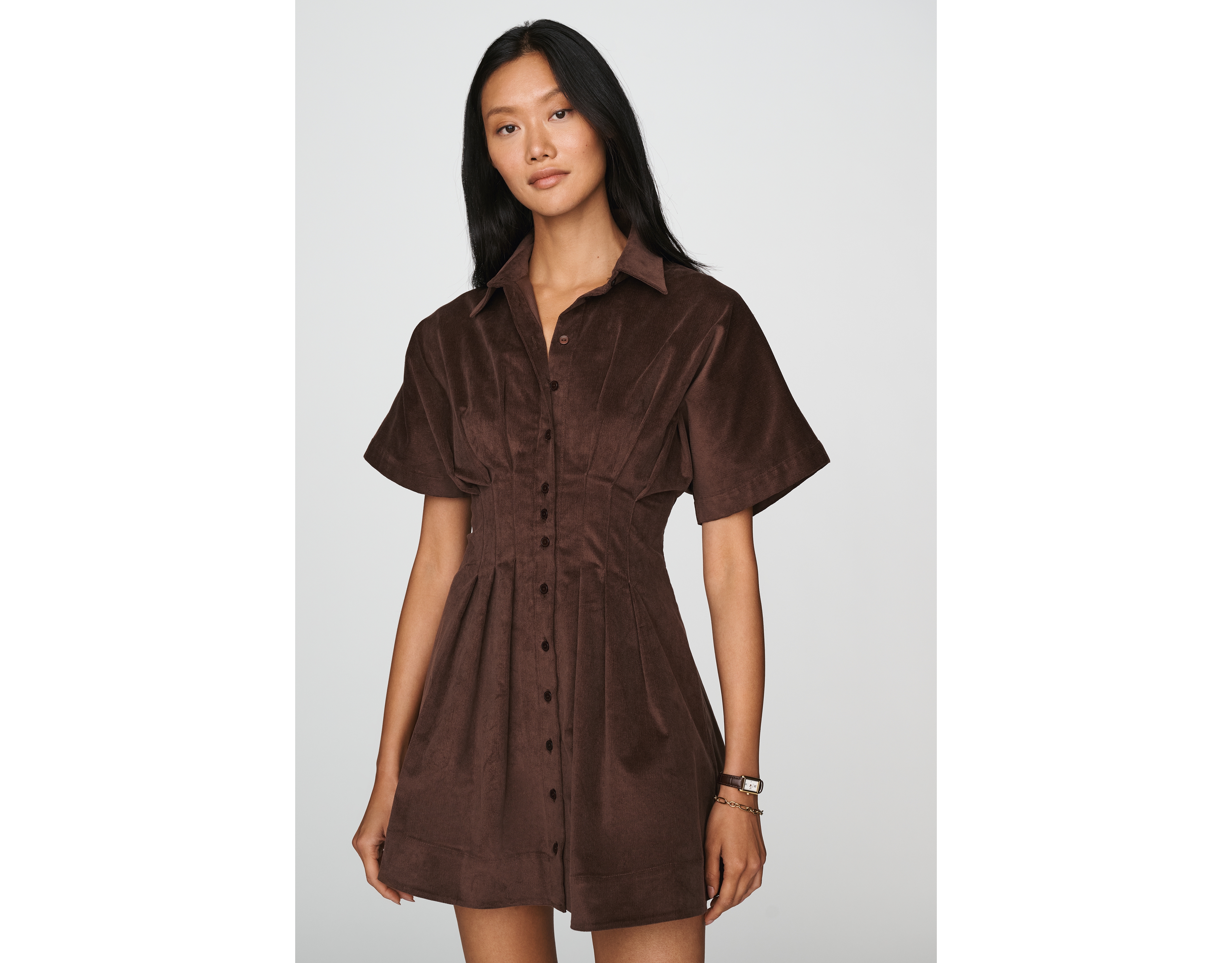 Exquise Tobie Corduroy Mini Shirtdress