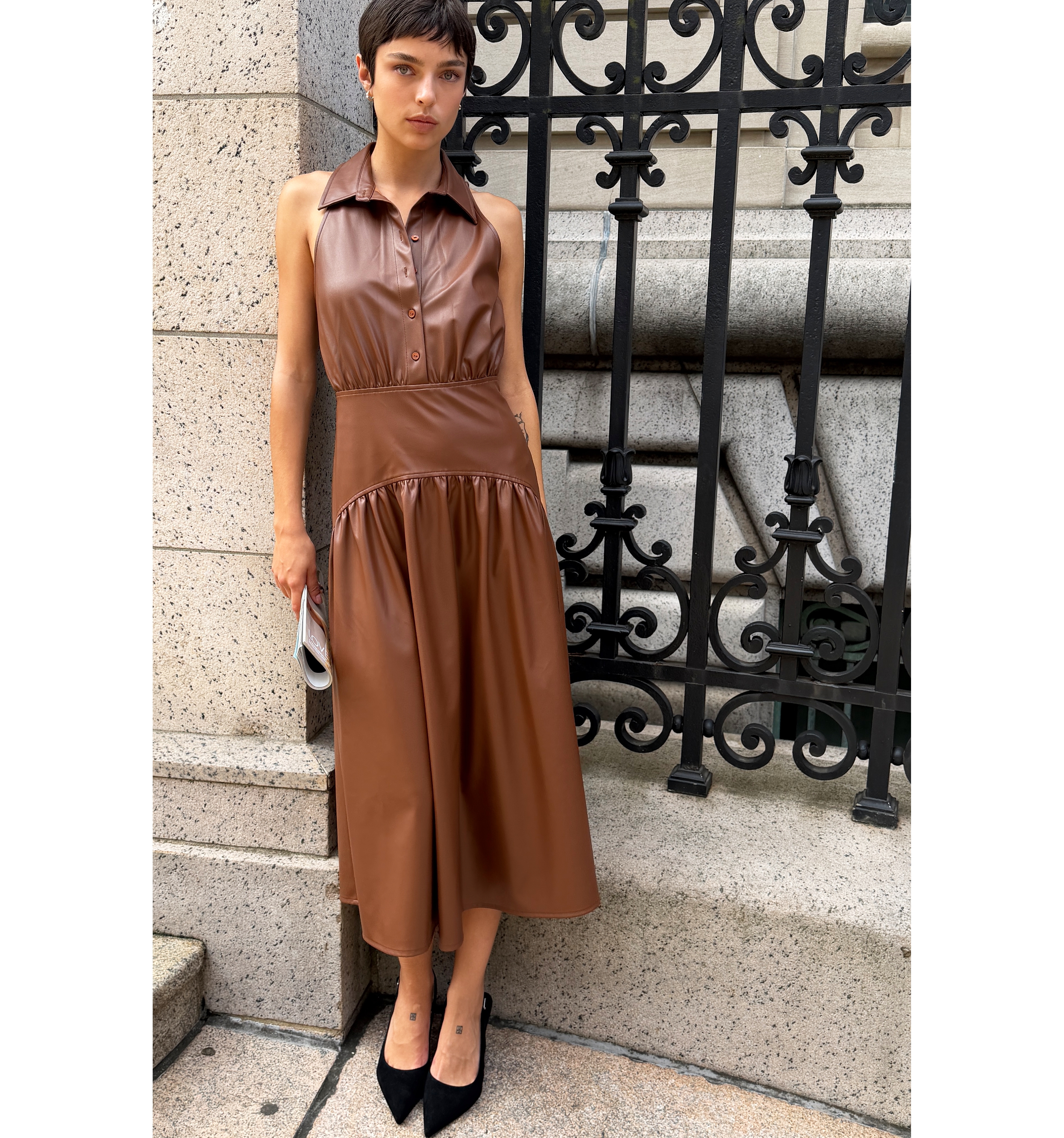 Exquise Tobie Drop Waist Midi Shirtdress
