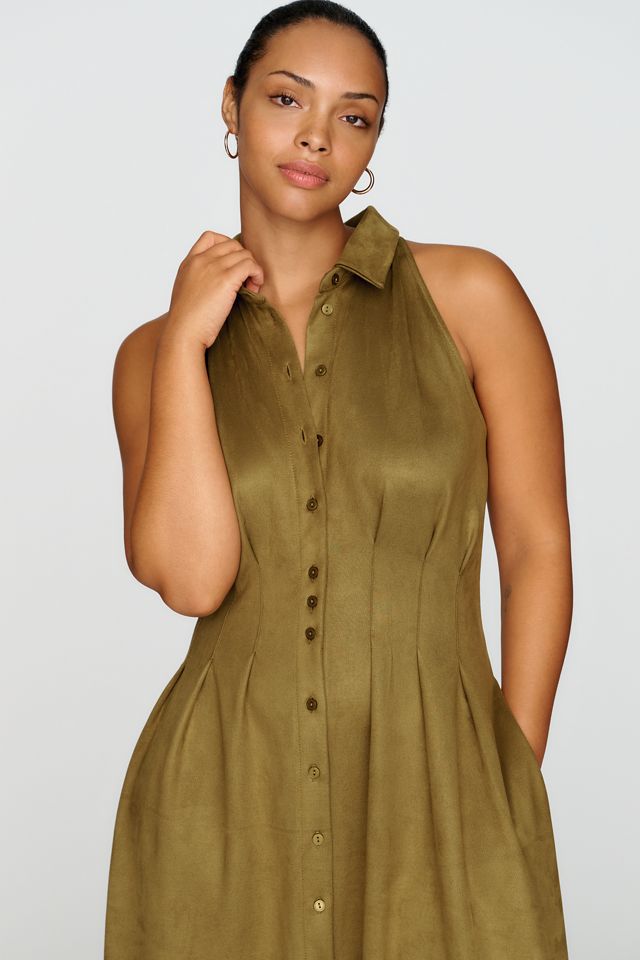 Exquise Tobie Faux Suede Sleeveless Shirtdress #4