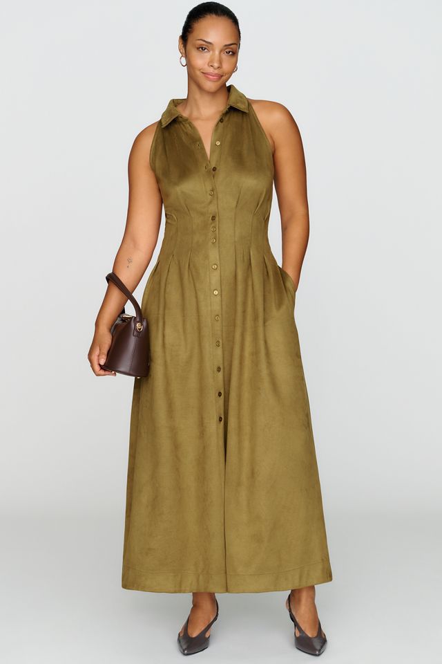 Exquise Tobie Faux Suede Sleeveless Shirtdress #3
