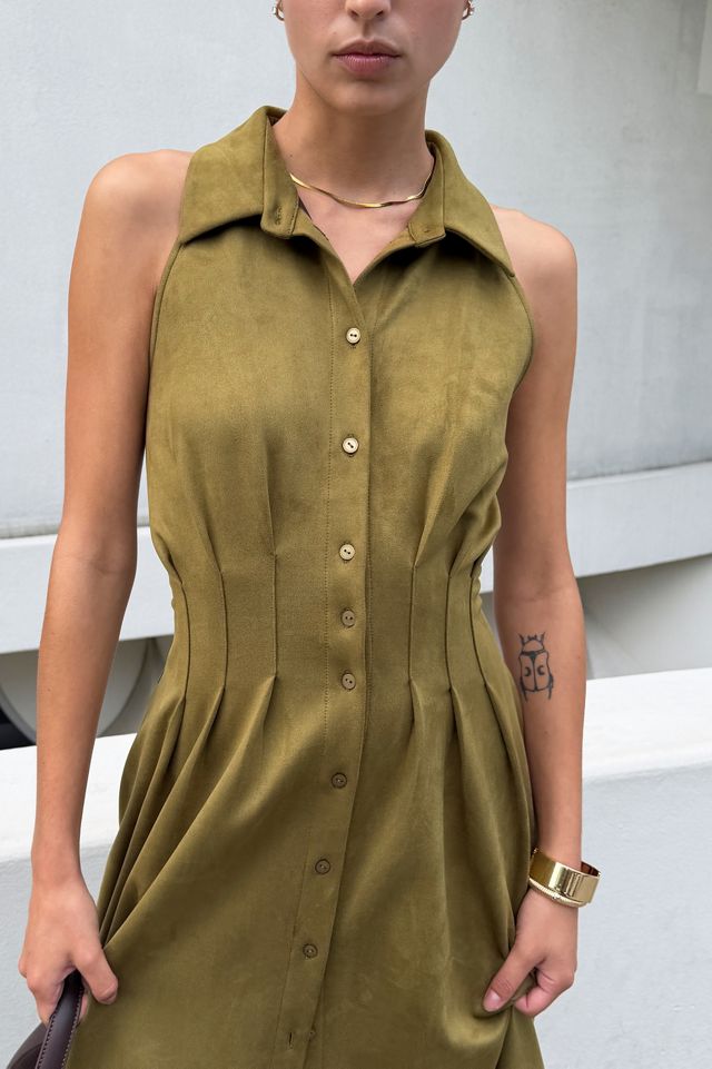 Exquise Tobie Faux Suede Sleeveless Shirtdress #2