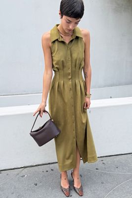 Exquise Tobie Faux Suede Sleeveless Shirtdress