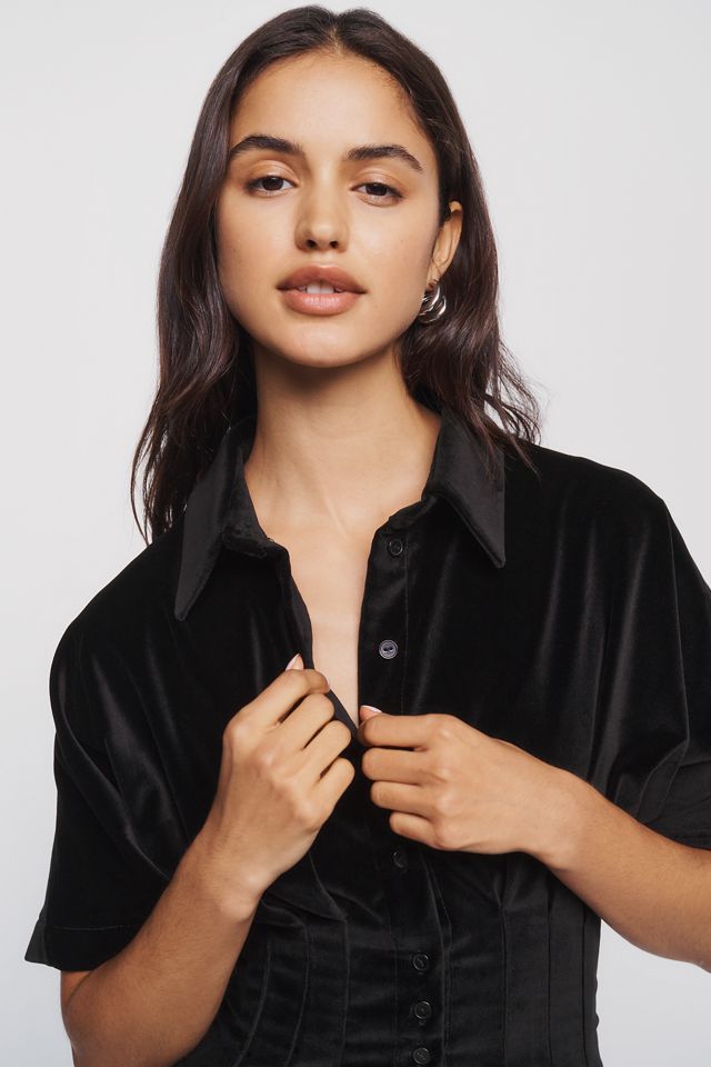 Exquise Tobie Velvet Mini Shirtdress #1