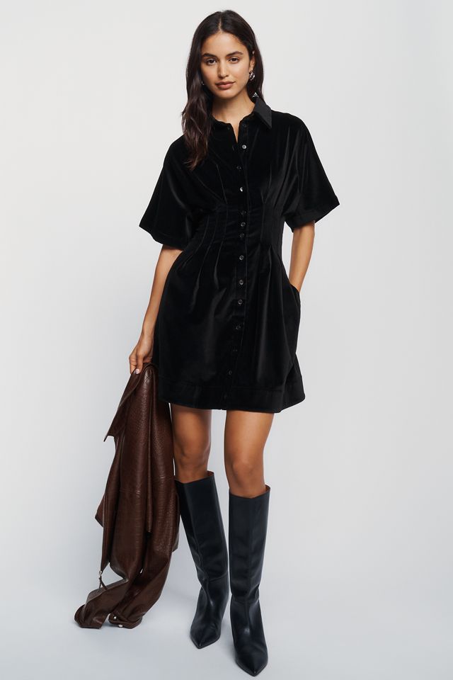 Exquise Tobie Velvet Mini Shirtdress #2