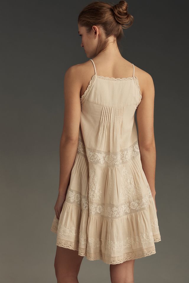 By Anthropologie Embroidered Pintuck Mini Dress #1