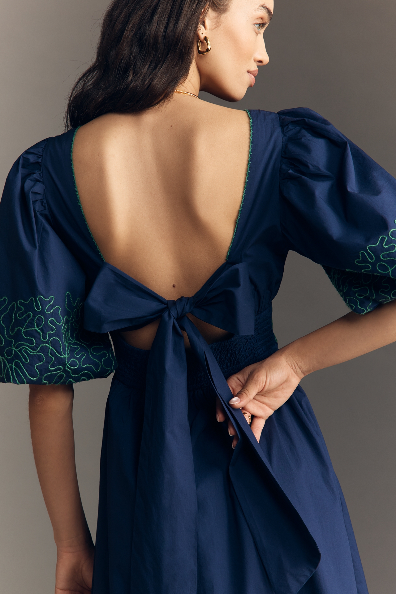 By Anthropologie Puff-Sleeve Midi Dress