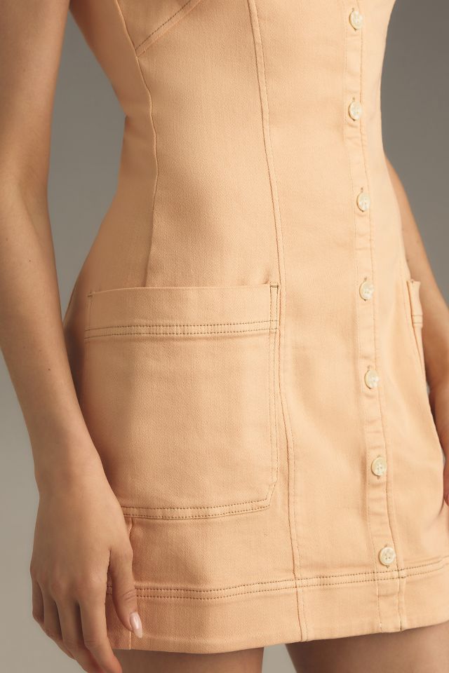 Maeve Square-Neck Button-Front Mini Dress | Anthropologie UK