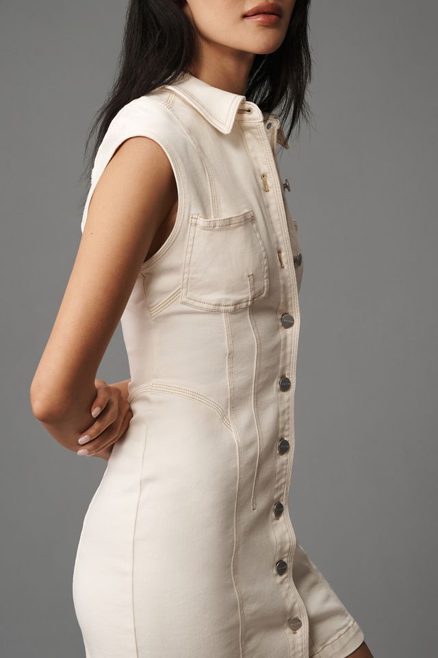 Pilcro Seamed Button-Front Denim Mini Dress #3