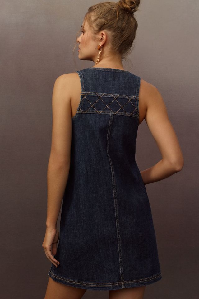 Pilcro Sleeveless V-Neck Denim Pinafore Mini Dress #1