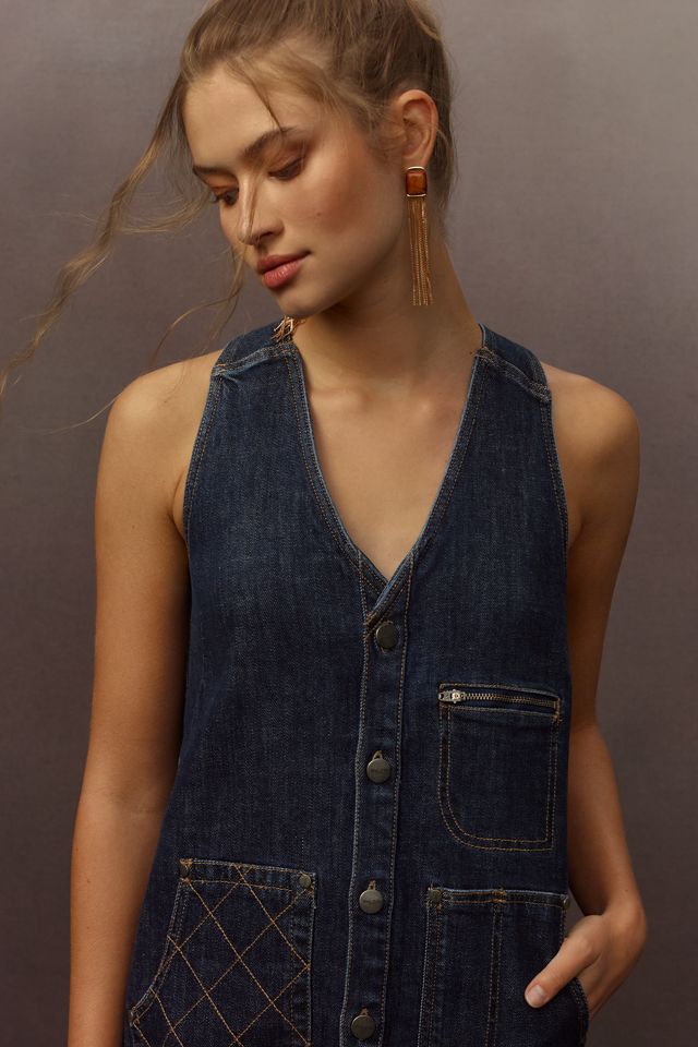 Pilcro Sleeveless V-Neck Denim Pinafore Mini Dress #3