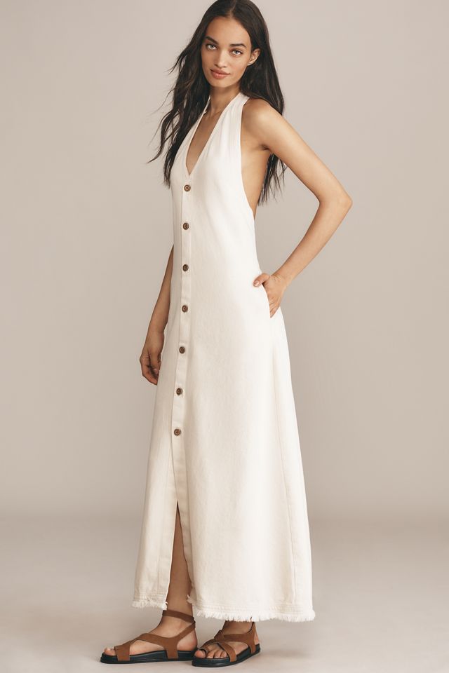 Vestido Camisero Halter con Cuello en V Pilcro #1