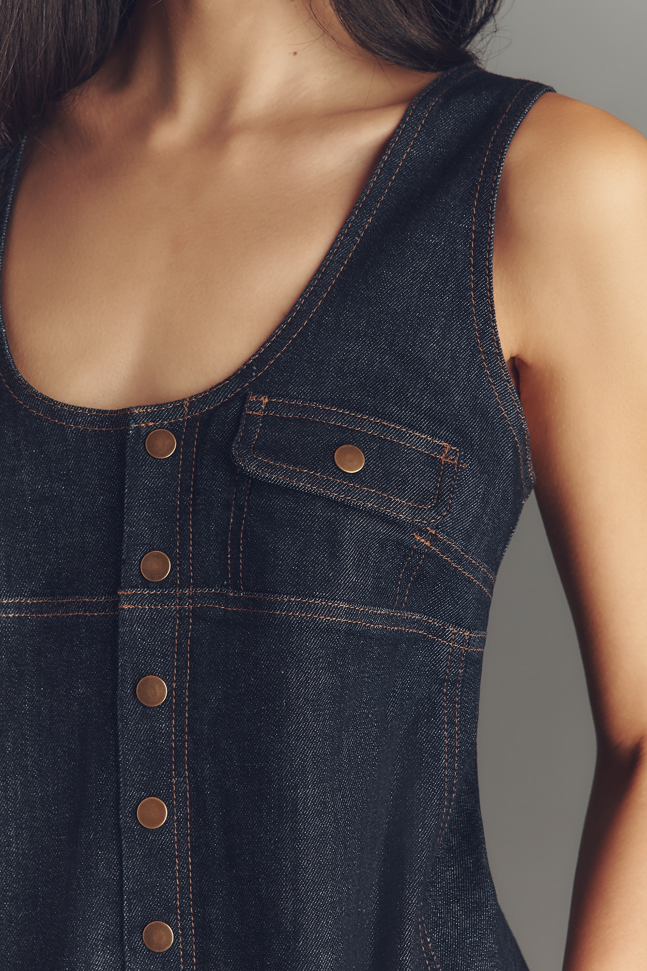 Pilcro Denim Snap-Front Mini Dress