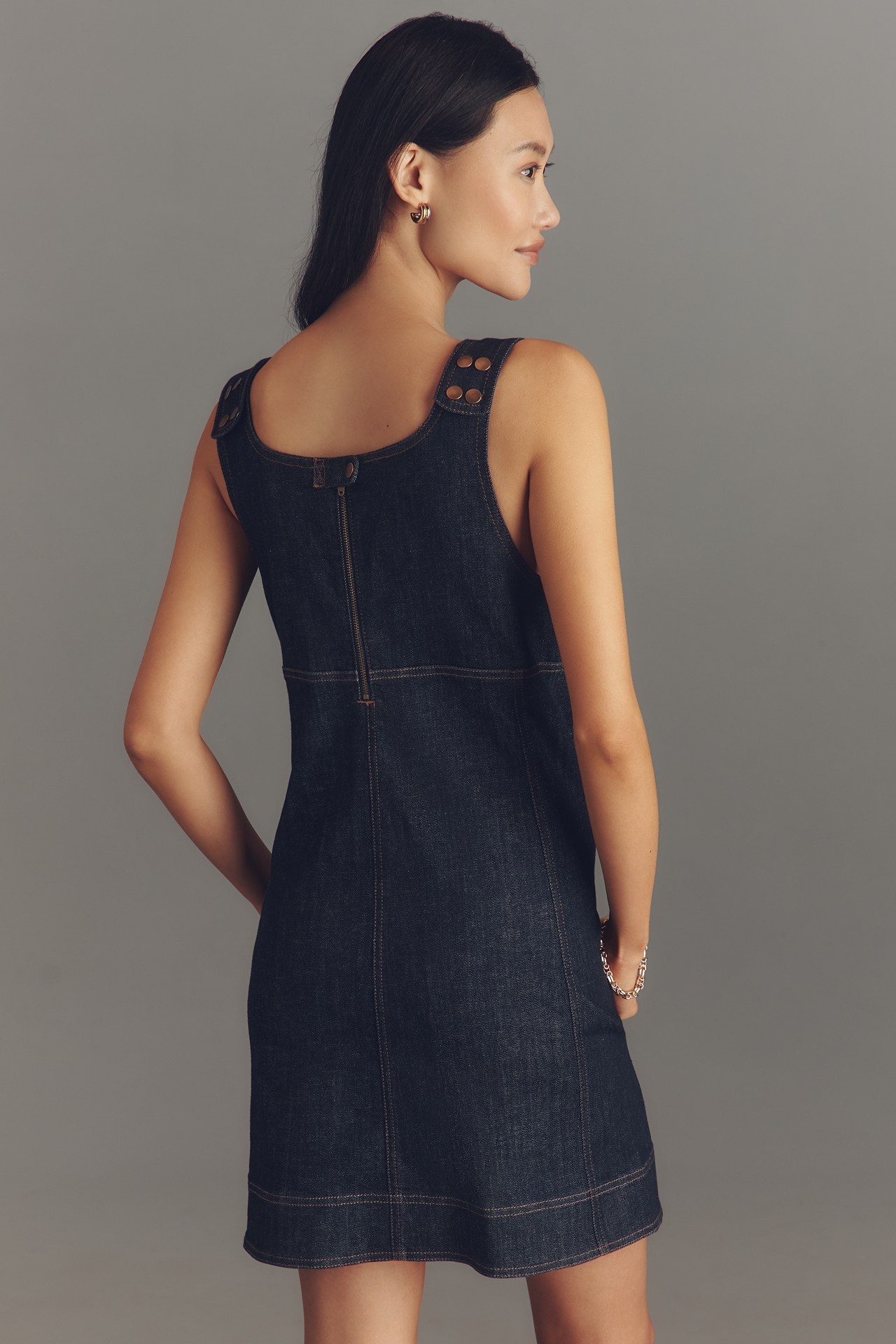 Pilcro Denim Snap-Front Mini Dress