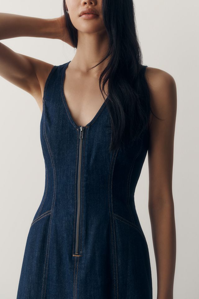 Pilcro Denim Zip-Front Midi Dress #1