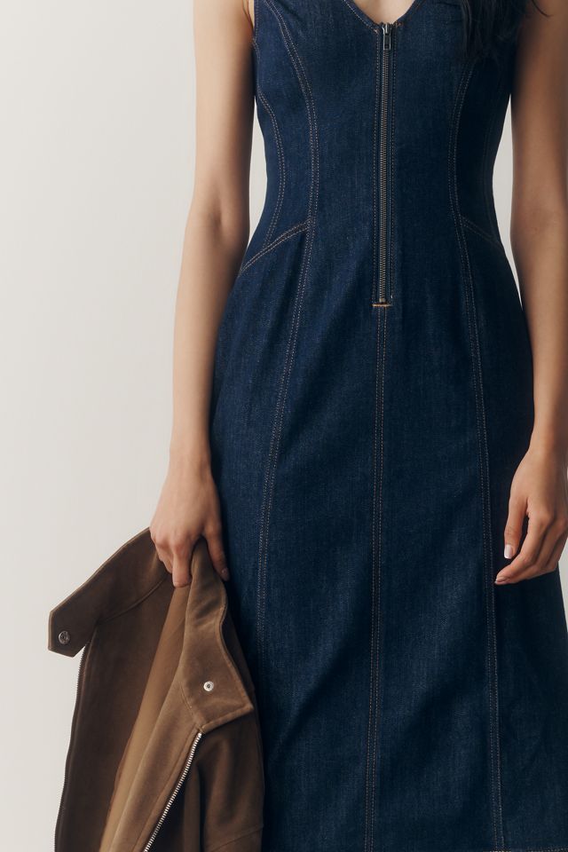Pilcro Denim Zip-Front Midi Dress #3