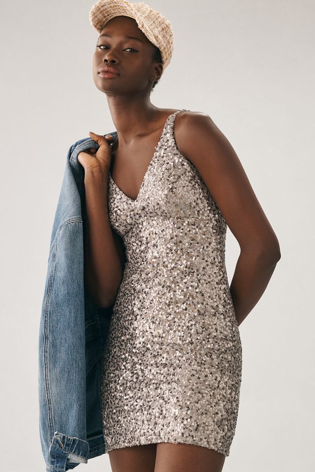 anthropologie yellow sequin dress Sequin Maxi & Long Dresses
