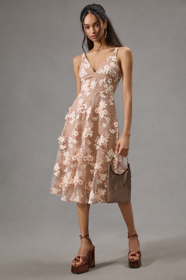 Dress The Population Elisa Floral Appliqué Dress