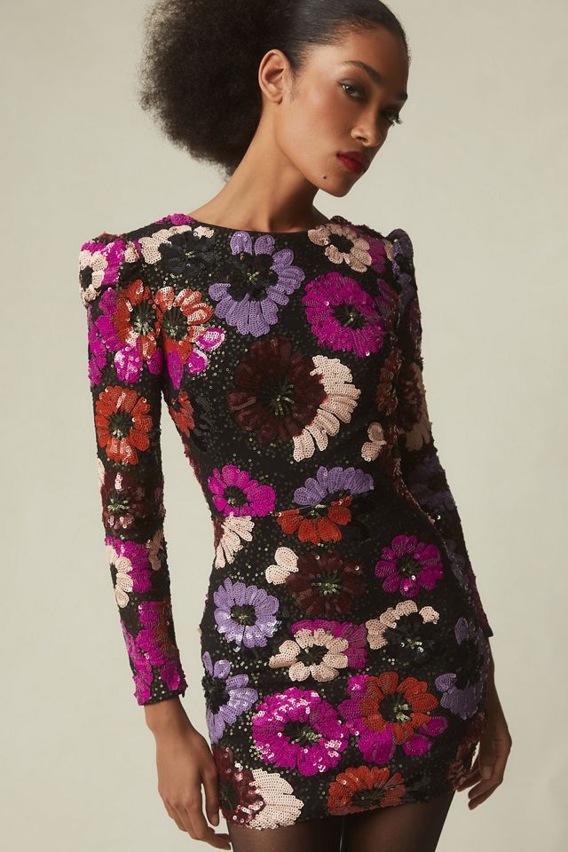 Dress The Population Hazel Long-Sleeve Embellished Mini Dress #1