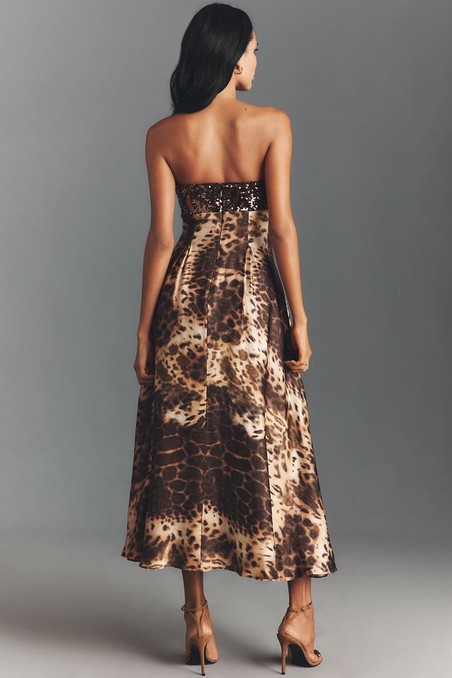 Dress The Population Miranda Strapless Sequin A-Line Midi Dress #1