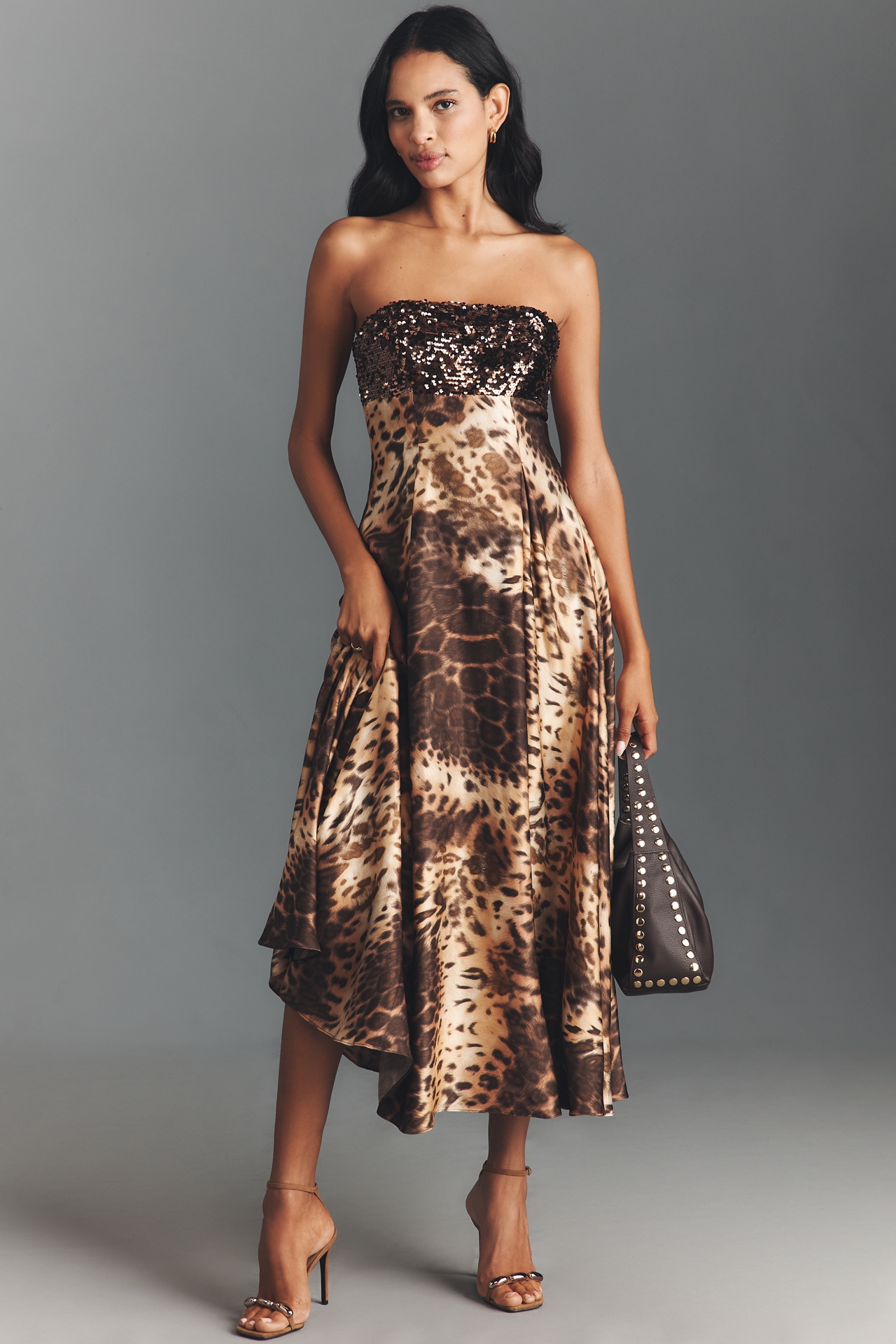 Dress The Population Miranda Strapless Sequin A-Line Midi