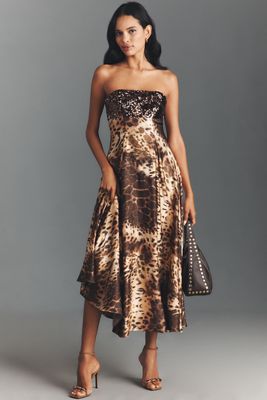 Dress The Population Miranda Strapless Sequin A-Line Midi Dress