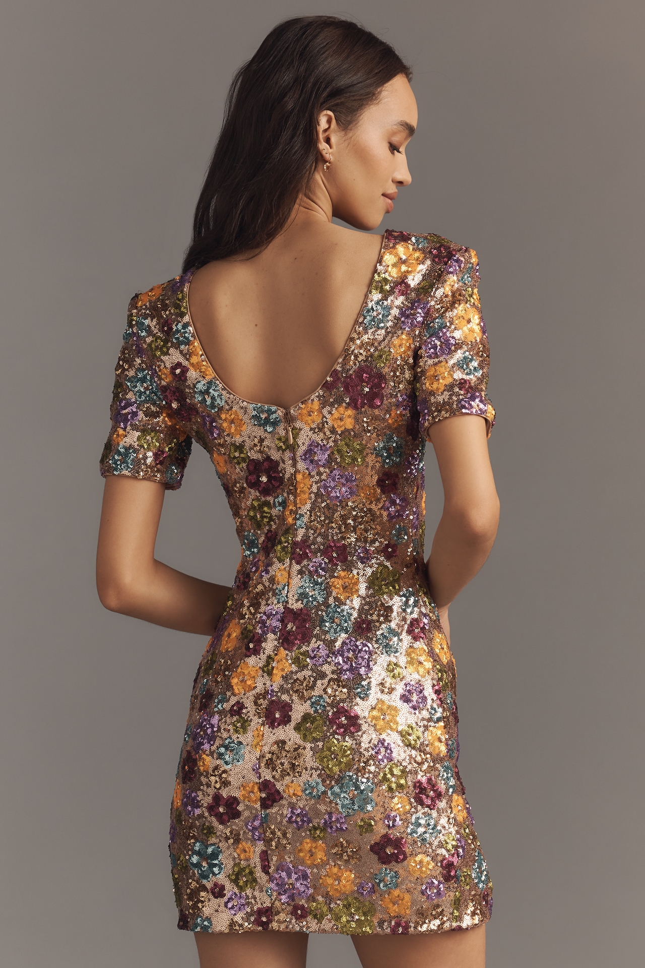 Dress The Population Maddox Short-Sleeve Sequin Mini