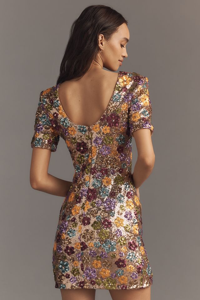 Dress The Population Maddox Short-Sleeve Sequin Mini Dress