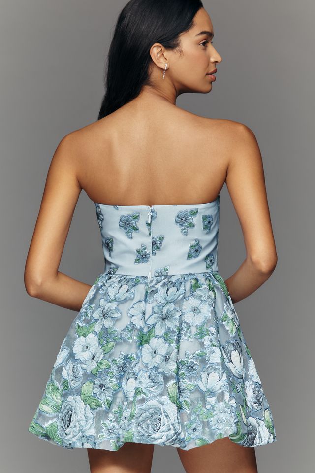 knee length dresses for ladies Strapless Floral Mini Dress – Omcne main image 0