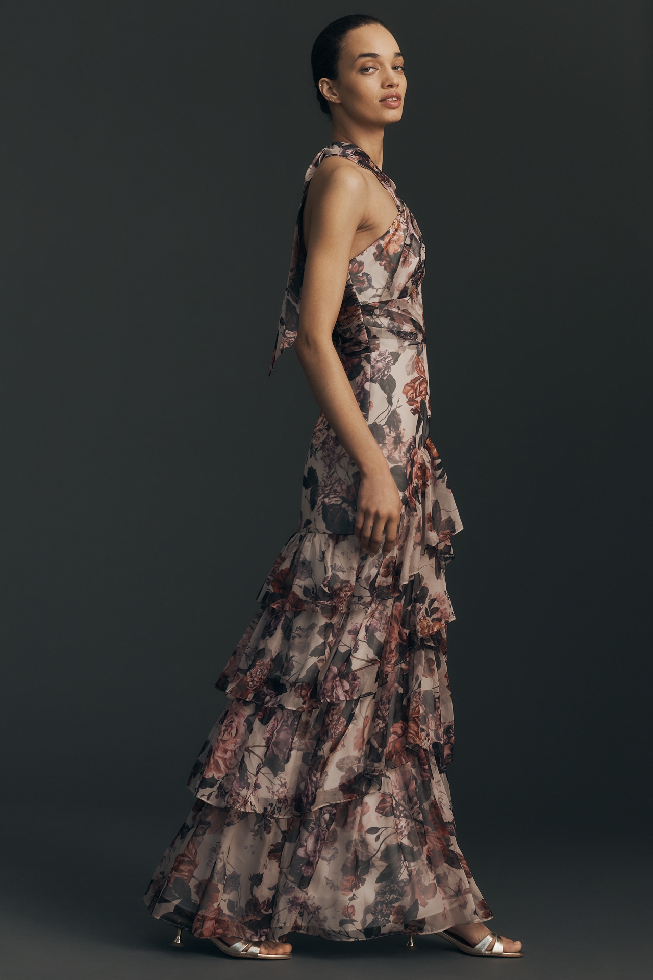 Dress The Population Maya Ruffle Halter Maxi