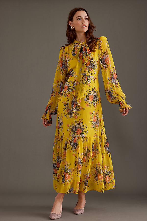 Queens of Archive Elvira Balloon-Sleeve Floral Maxi Dress