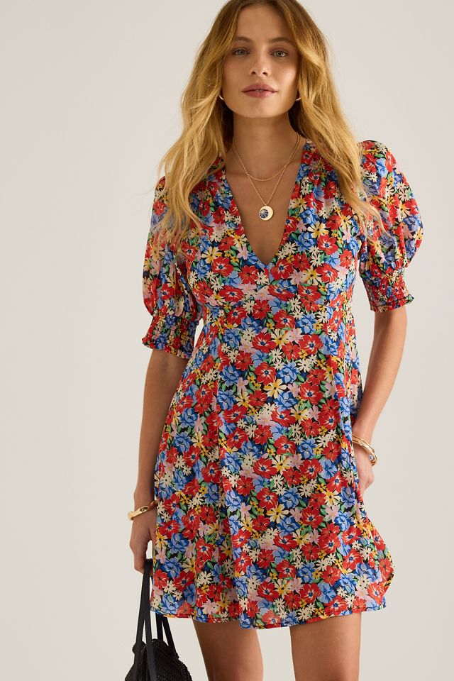 Vestido Mini de Manga Abullonada con Estampado Floral Piper de Queens of Archive #4
