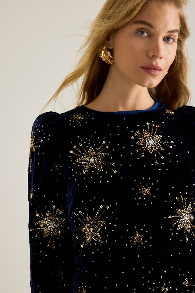 Queens of Archive Dolly Embellished Star Velvet Mini Dress #3
