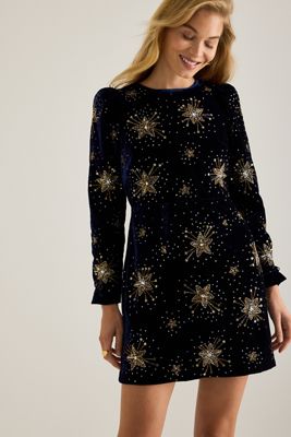 Queens of Archive Dolly Embellished Star Velvet Mini Dress