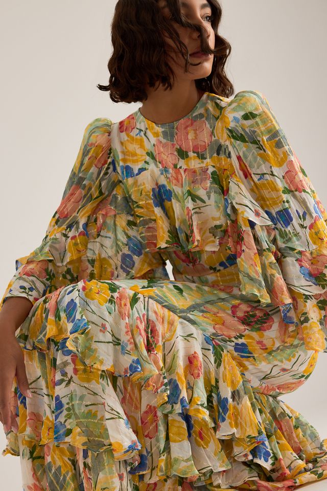 Queens of Archive Eleanor Floral Ruffle Midi Dress #1