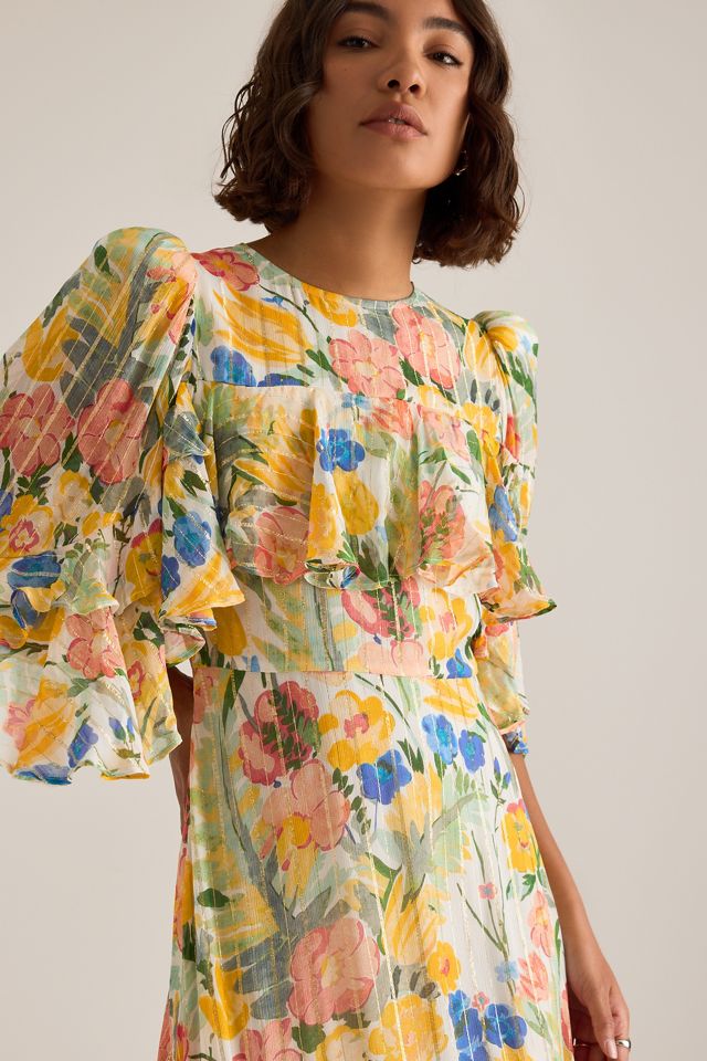Queens of Archive Eleanor Floral Ruffle Midi Dress #4