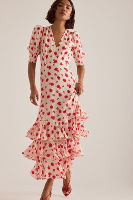 Queens of Archive Bella Rose Tiered Maxi Dress