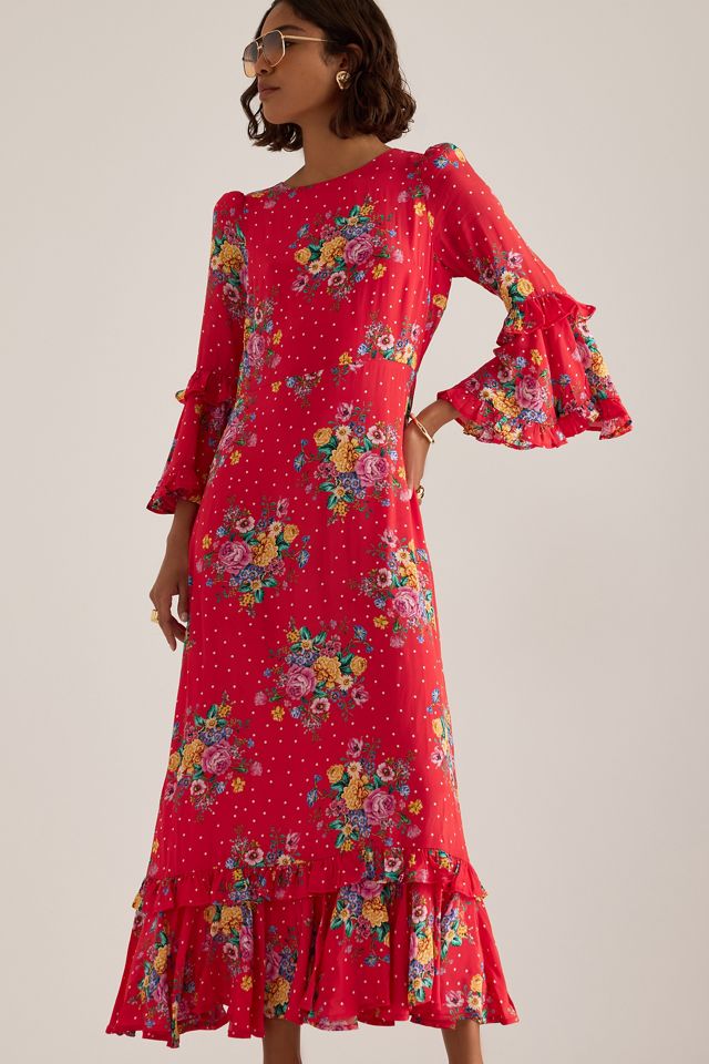 Queens of Archive Cherry Ruffle Midi Dress #1