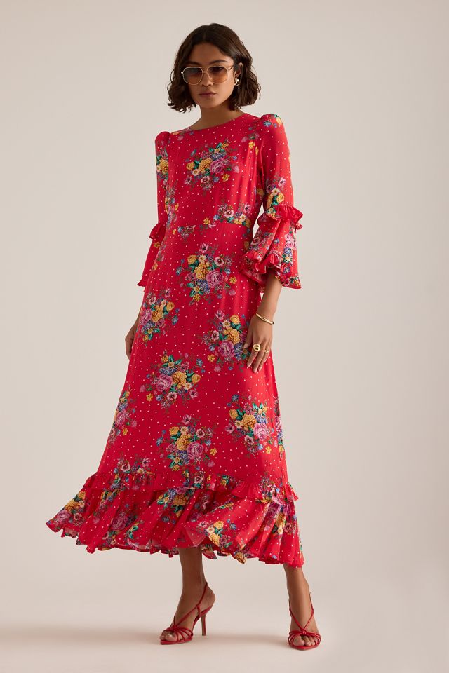 Queens of Archive Cherry Ruffle Midi Dress #2